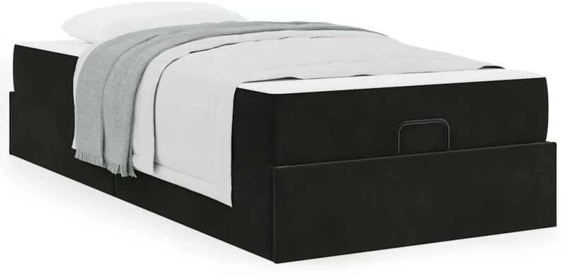 vidaXL Σκελετός Κρεβατιού με στρώμα Μαύρο 90 x 200 cm Βελούδο