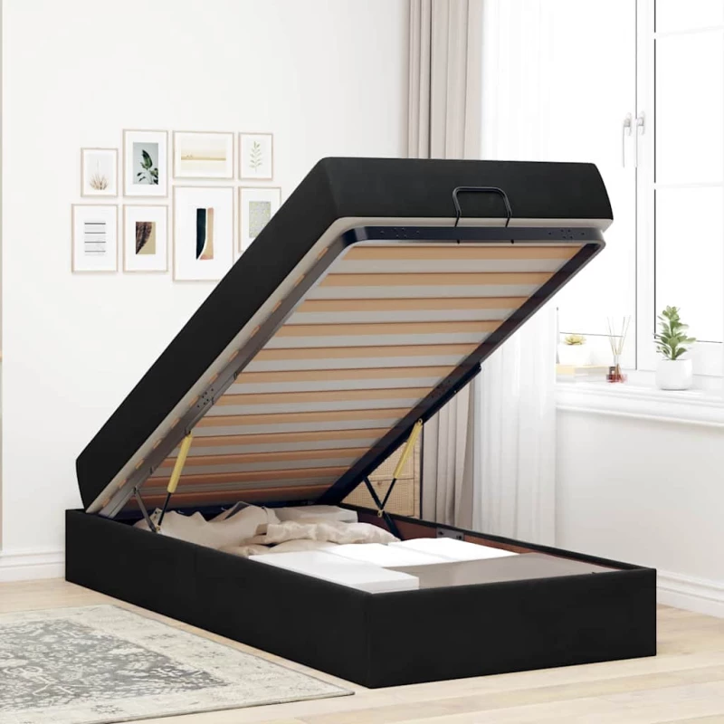 vidaXL Σκελετός Κρεβατιού με στρώμα Μαύρο 90 x 200 cm Βελούδο