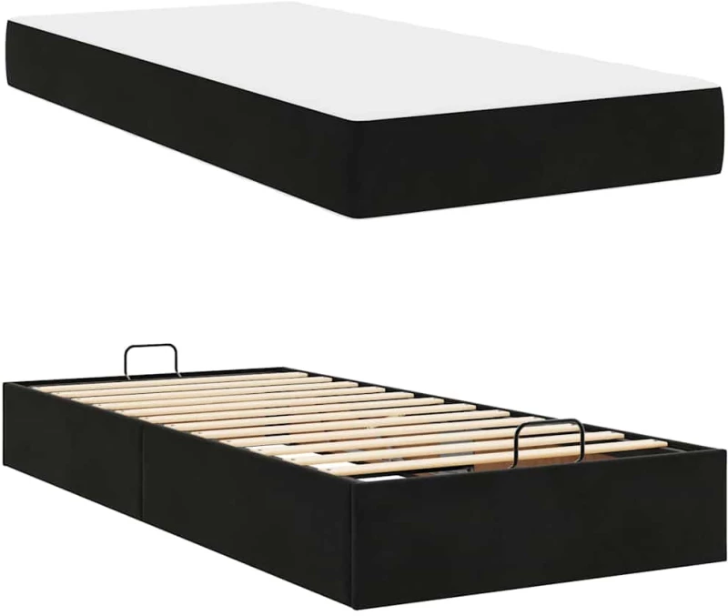 vidaXL Σκελετός Κρεβατιού με στρώμα Μαύρο 90 x 200 cm Βελούδο