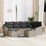 vidaXL Σετ Καναπέ Κήπου με μαξιλάρι 7 pcs Ανοιχτό γκρι Γκρι