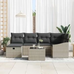 vidaXL Σετ Καναπέ Κήπου με μαξιλάρι 7 pcs Ανοιχτό γκρι Γκρι