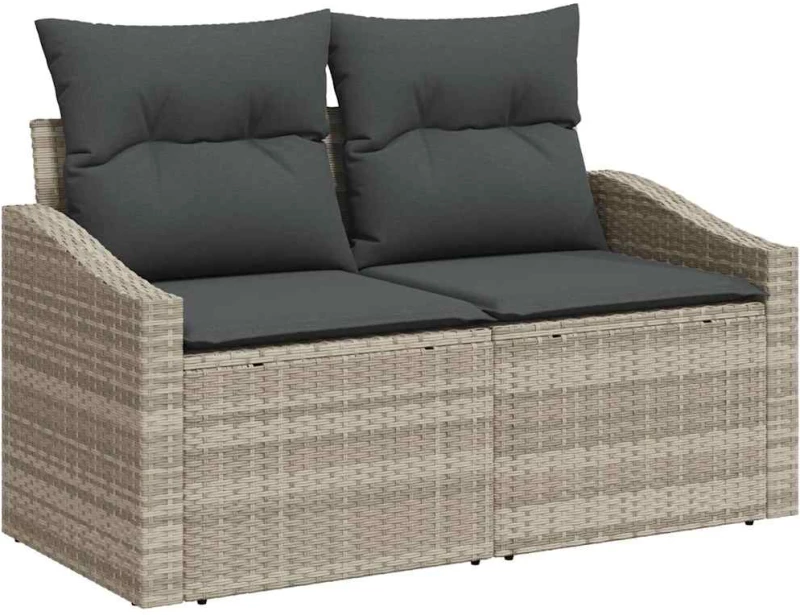 vidaXL Σετ Καναπέ Κήπου με μαξιλάρι 7 pcs Ανοιχτό γκρι Γκρι