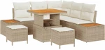 vidaXL Σετ Καναπέ Κήπου με μαξιλάρι 8 pcs Μπεζ Πολυ ράταν