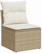 vidaXL Σετ Καναπέ Κήπου με μαξιλάρι 8 pcs Μπεζ Πολυ ράταν