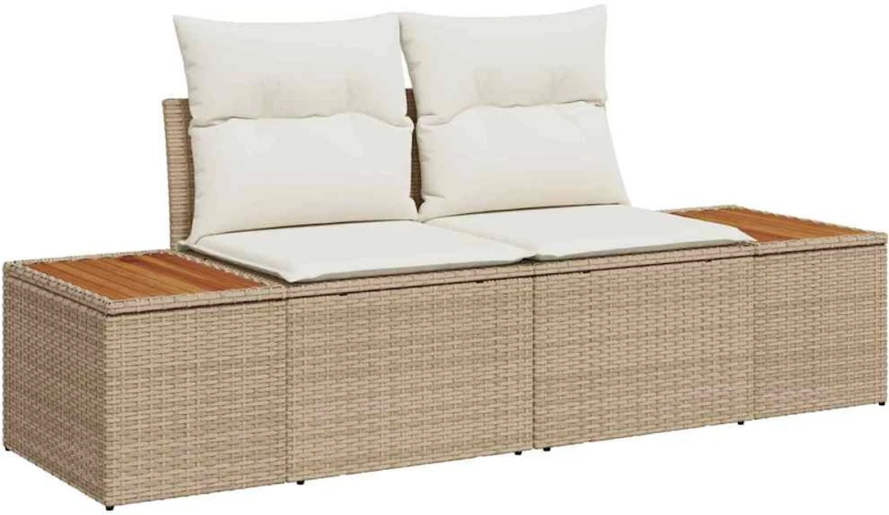 vidaXL Σετ Καναπέ Κήπου με μαξιλάρι 8 pcs Μπεζ Πολυ ράταν