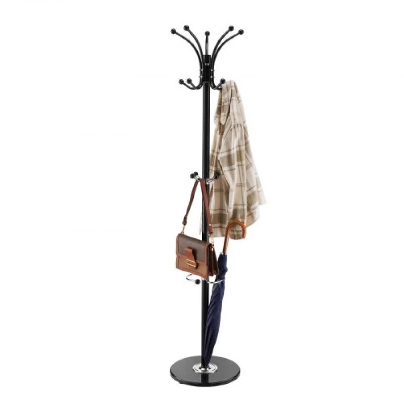 VEVOR Freestanding Coat Rack Stable Marble Base with Umbrella Holder & 14 Hooks
