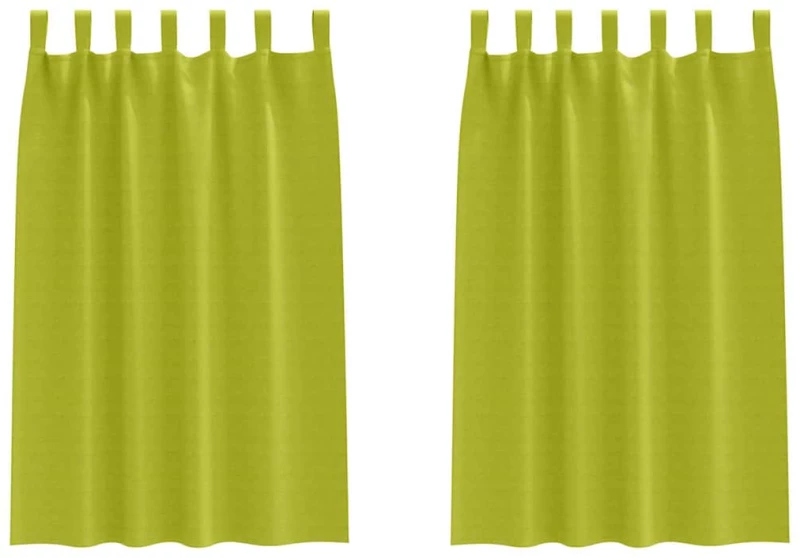 vidaXL Κουρτίνες με κουρτίνες 2 pcs Λαχανί 175x140εκ. Πολυεστέρας