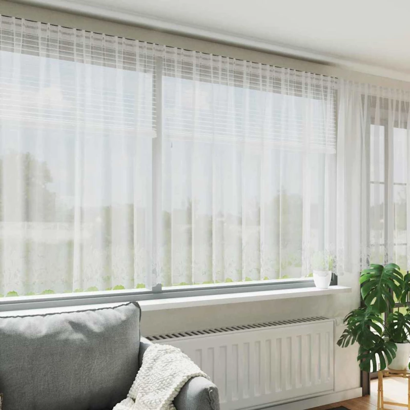 vidaXL Κουρτίνες με κουρτίνες Λευκό 750 x 140 εκ. Πολυεστέρας