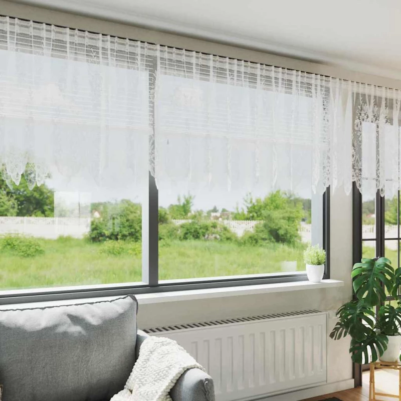 vidaXL Κουρτίνες με κουρτίνες Άλλο Λευκό 750 x 80 εκ. Πολυεστέρας