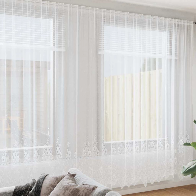 vidaXL Κουρτίνες με κουρτίνες Λευκό 900 x 300 εκ. Πολυεστέρας