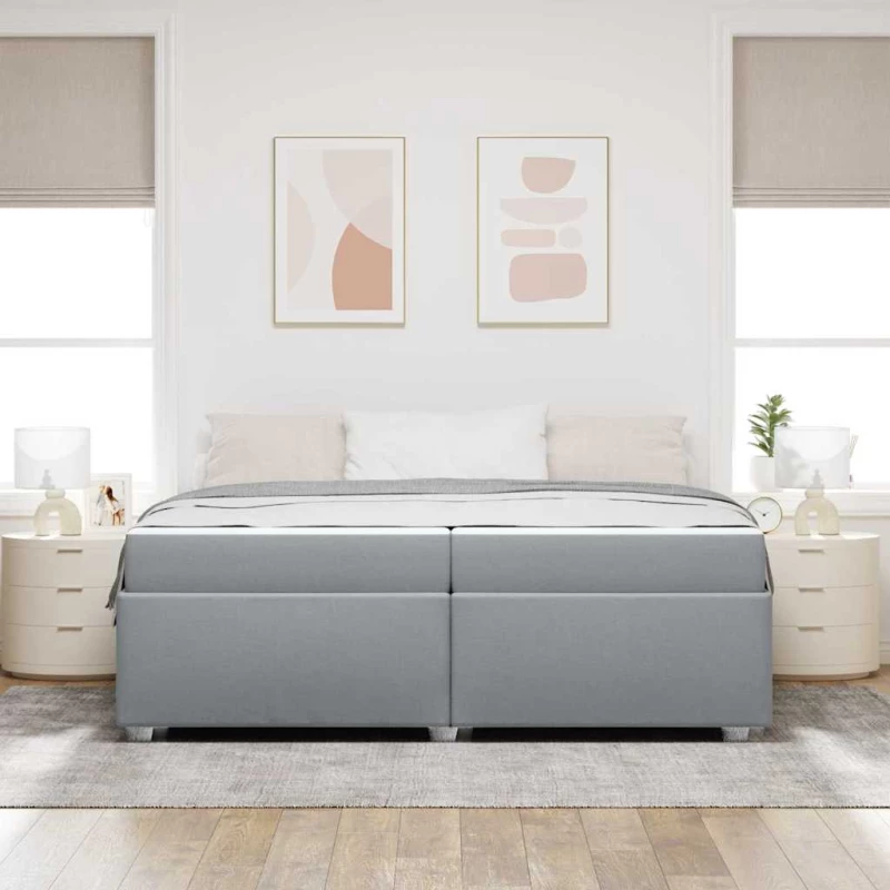 vidaXL Σκελετός Κρεβατιού Ανοιχτό γκρι 200 x 200 cm ύφασμα