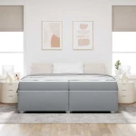 vidaXL Σκελετός Κρεβατιού Ανοιχτό γκρι 200 x 200 cm ύφασμα