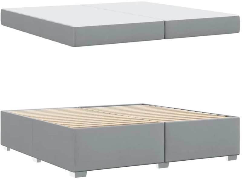 vidaXL Σκελετός Κρεβατιού Ανοιχτό γκρι 200 x 200 cm ύφασμα