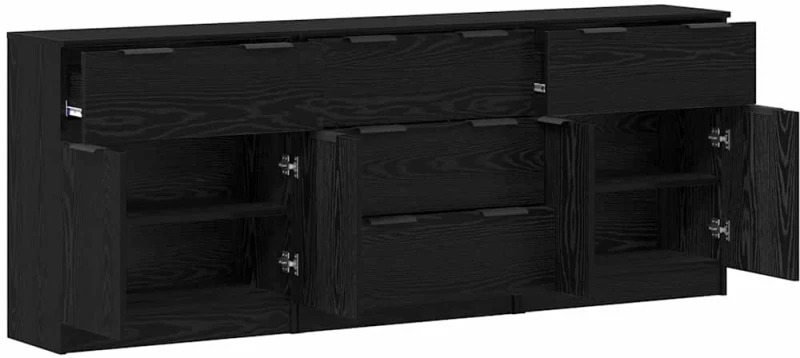vidaXL Πλαϊνό γραφείο με συρτάρι 3 pcs Μαύρη δρυς 60 x 30 x 70 εκ.