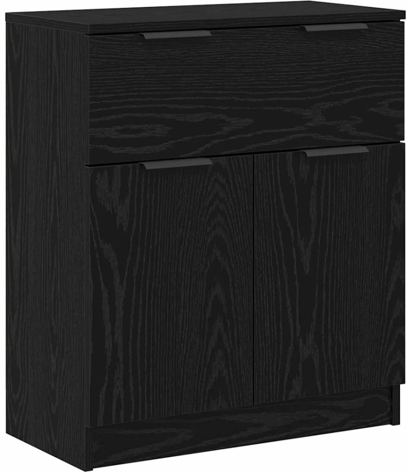 vidaXL Πλαϊνό γραφείο με συρτάρι 3 pcs Μαύρη δρυς 60 x 30 x 70 εκ.