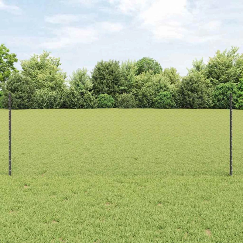vidaXL Φράχτης με Στήλες. Γκρι 0.8 x 10 m Ατσάλι