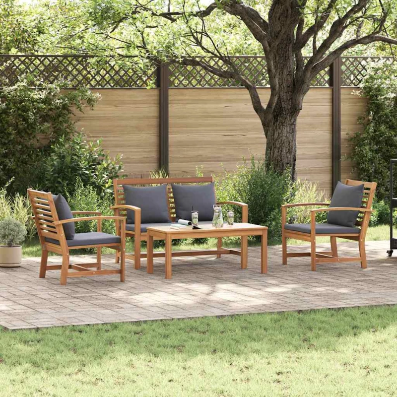 vidaXL Σετ Καναπέ Κήπου 4 pcs Φυσικό Μασίφ ξύλο teak