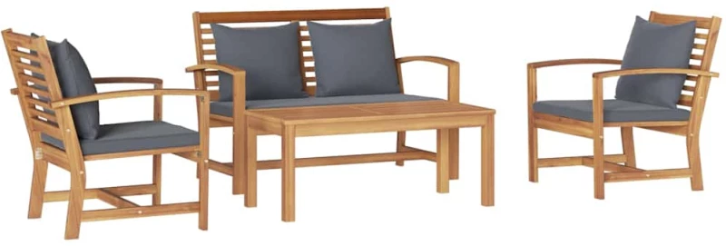 vidaXL Σετ Καναπέ Κήπου 4 pcs Φυσικό Μασίφ ξύλο teak