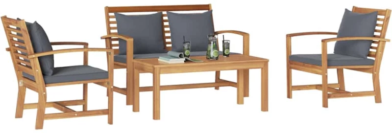 vidaXL Σετ Καναπέ Κήπου 4 pcs Φυσικό Μασίφ ξύλο teak