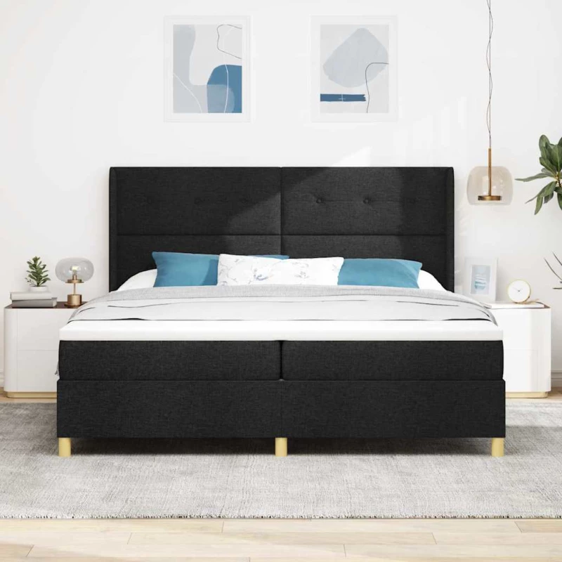 vidaXL Κρεβάτι με ελατήριο με στρώμα Μαύρο 200 x 200 cm ύφασμα