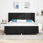 vidaXL Κρεβάτι με ελατήριο με στρώμα Μαύρο 200 x 200 cm ύφασμα