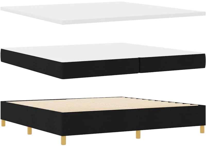 vidaXL Κρεβάτι με ελατήριο με στρώμα Μαύρο 200 x 200 cm ύφασμα