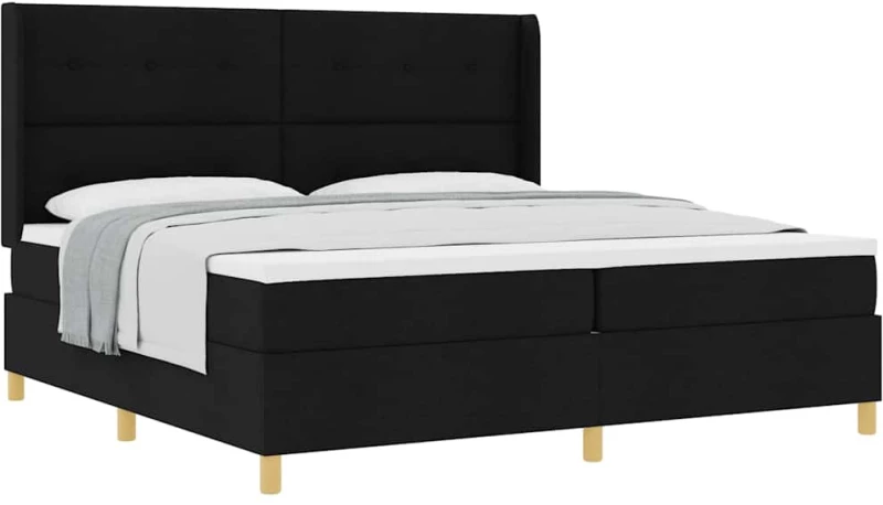 vidaXL Κρεβάτι με ελατήριο με στρώμα Μαύρο 200 x 200 cm ύφασμα