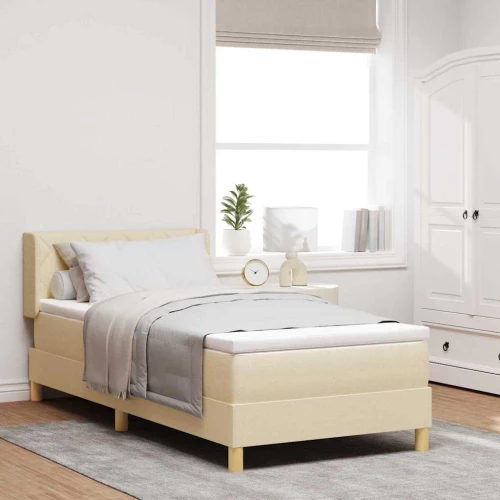 vidaXL Κρεβάτι με Ελατήρια με στρώμα Κρεμ 90 x 190 cm ύφασμα