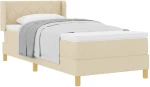 vidaXL Κρεβάτι με Ελατήρια με στρώμα Κρεμ 90 x 190 cm ύφασμα