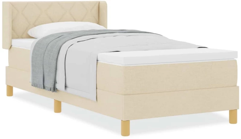 vidaXL Κρεβάτι με Ελατήρια με στρώμα Κρεμ 90 x 190 cm ύφασμα