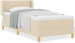 vidaXL Κρεβάτι με Ελατήρια με στρώμα Κρεμ 90 x 190 cm ύφασμα