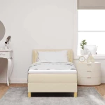 vidaXL Κρεβάτι με Ελατήρια με στρώμα Κρεμ 90 x 190 cm ύφασμα