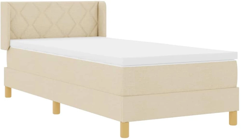 vidaXL Κρεβάτι με Ελατήρια με στρώμα Κρεμ 90 x 190 cm ύφασμα