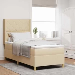 vidaXL Κρεβάτι με ελατήριο με στρώμα Κρεμ 90 x 190 cm ύφασμα