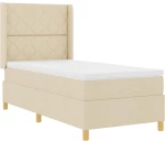 vidaXL Κρεβάτι με ελατήριο με στρώμα Κρεμ 90 x 190 cm ύφασμα