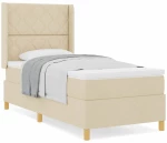 vidaXL Κρεβάτι με ελατήριο με στρώμα Κρεμ 90 x 190 cm ύφασμα