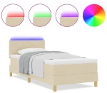 vidaXL Κρεβάτι με ελατήρια με στρώμα Κρεμ 90 x 190 cm ύφασμα