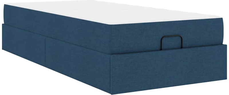 vidaXL Σκελετός Κρεβατιού με στρώμα Μπλε 100 x 200 cm ύφασμα