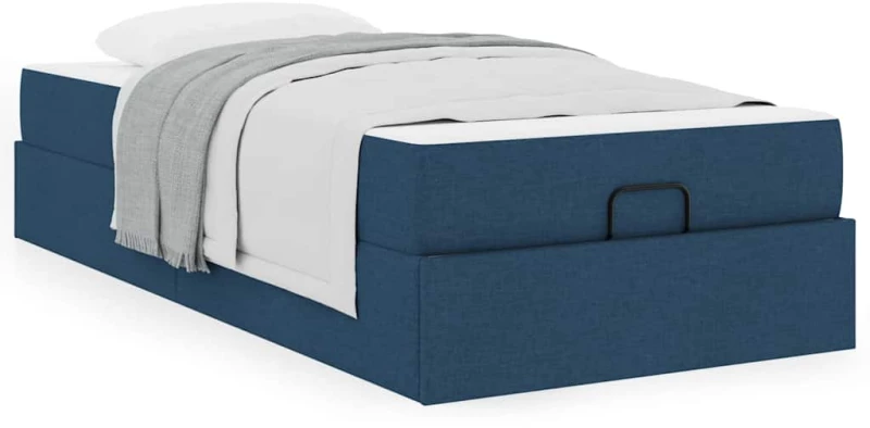 vidaXL Σκελετός Κρεβατιού με στρώμα Μπλε 100 x 200 cm ύφασμα