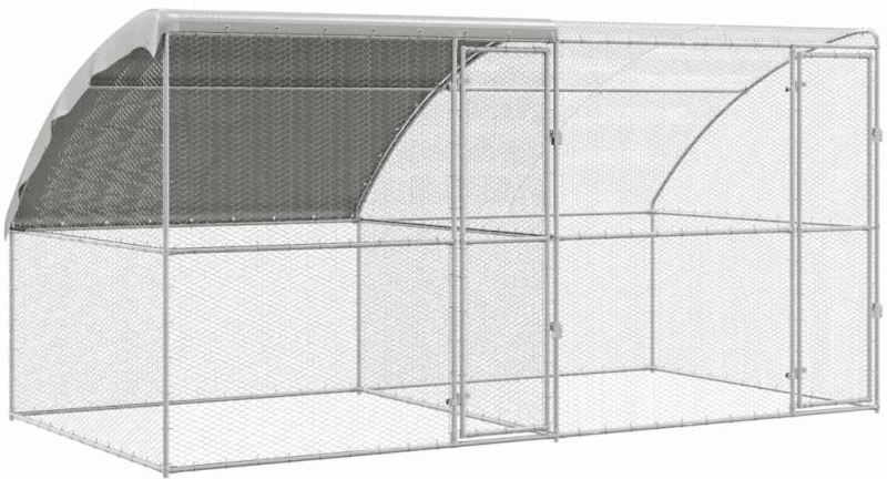 vidaXL Κλουβί για κότες Ασημί 400 x 200 x 198.5 εκ