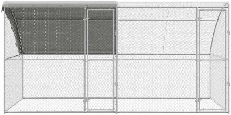 vidaXL Κλουβί για κότες Ασημί 400 x 200 x 198.5 εκ