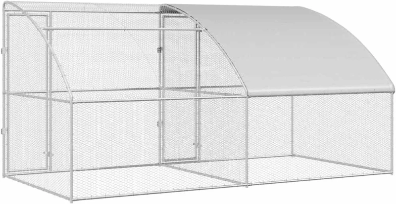 vidaXL Κλουβί για κότες Ασημί 400 x 200 x 198.5 εκ