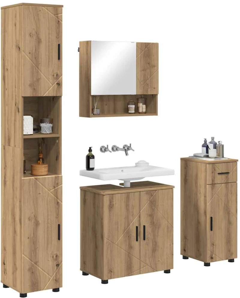 vidaXL Σετ Επίπλων Μπάνιου 4 pcs artisan δρυς 61 x 35 x 64 εκ.