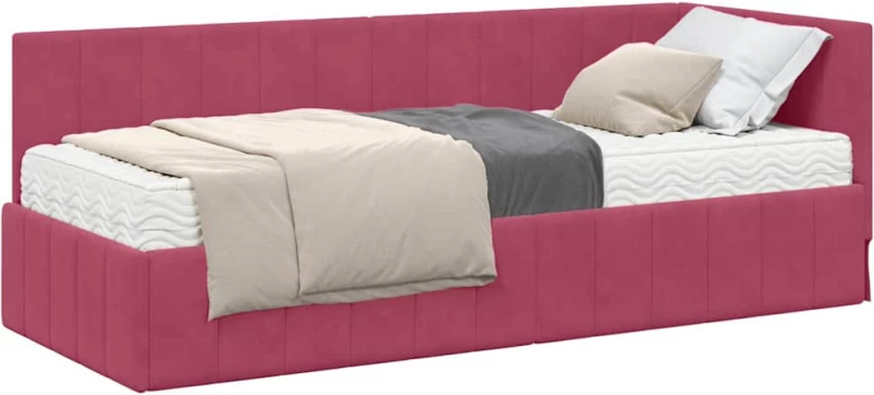 vidaXL Κρεβάτι Γωνίας με στρώμα Μπορντό 80 x 200 cm Βελούδο