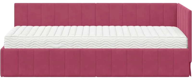 vidaXL Κρεβάτι Γωνίας με στρώμα Μπορντό 80 x 200 cm Βελούδο