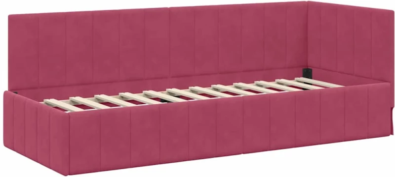 vidaXL Κρεβάτι Γωνίας με στρώμα Μπορντό 80 x 200 cm Βελούδο
