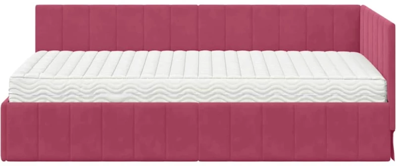 vidaXL Κρεβάτι Γωνίας με στρώμα Μπορντό 90 x 200 cm Βελούδο