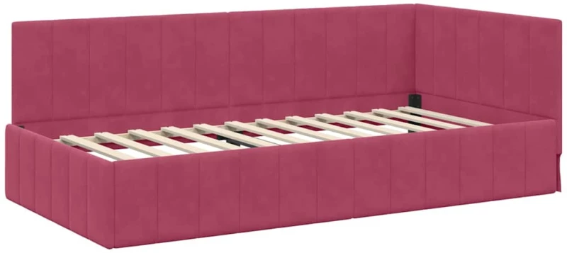 vidaXL Κρεβάτι Γωνίας με στρώμα Μπορντό 90 x 200 cm Βελούδο