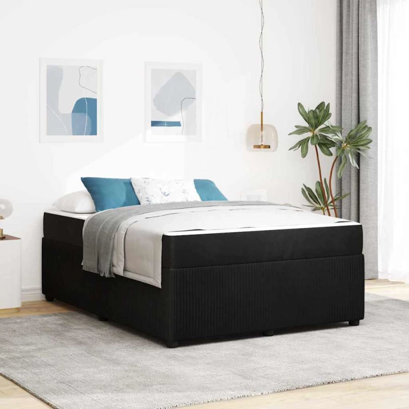 vidaXL Σκελετός κρεβατιού με στρώμα Μαύρο 140 x 200 cm Βελούδο