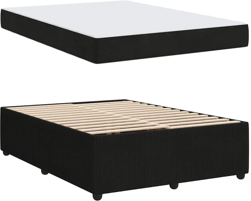 vidaXL Σκελετός κρεβατιού με στρώμα Μαύρο 140 x 200 cm Βελούδο